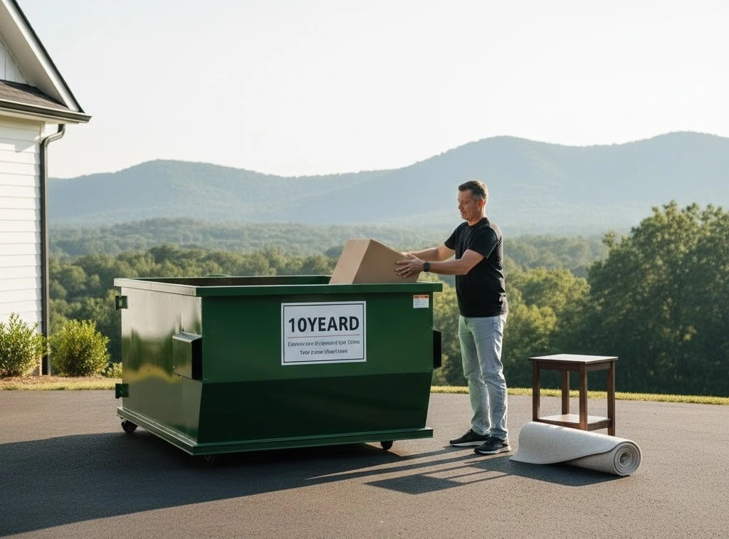 Load at your own pace junk removal dumpster