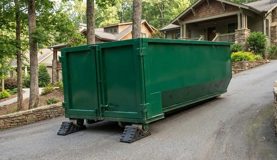 Safe dumpster placement on a slope