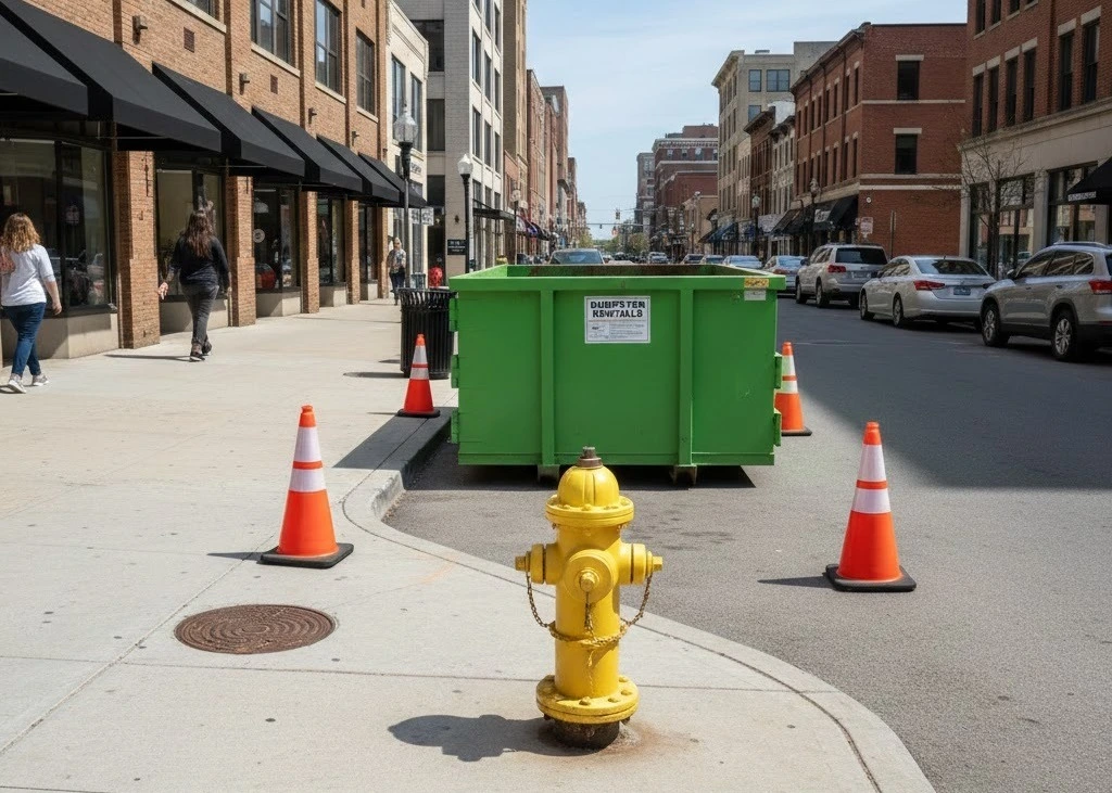 Dumpster placed 15 feet from fire hydrant