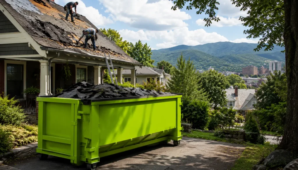 Roof renovation with mountain views